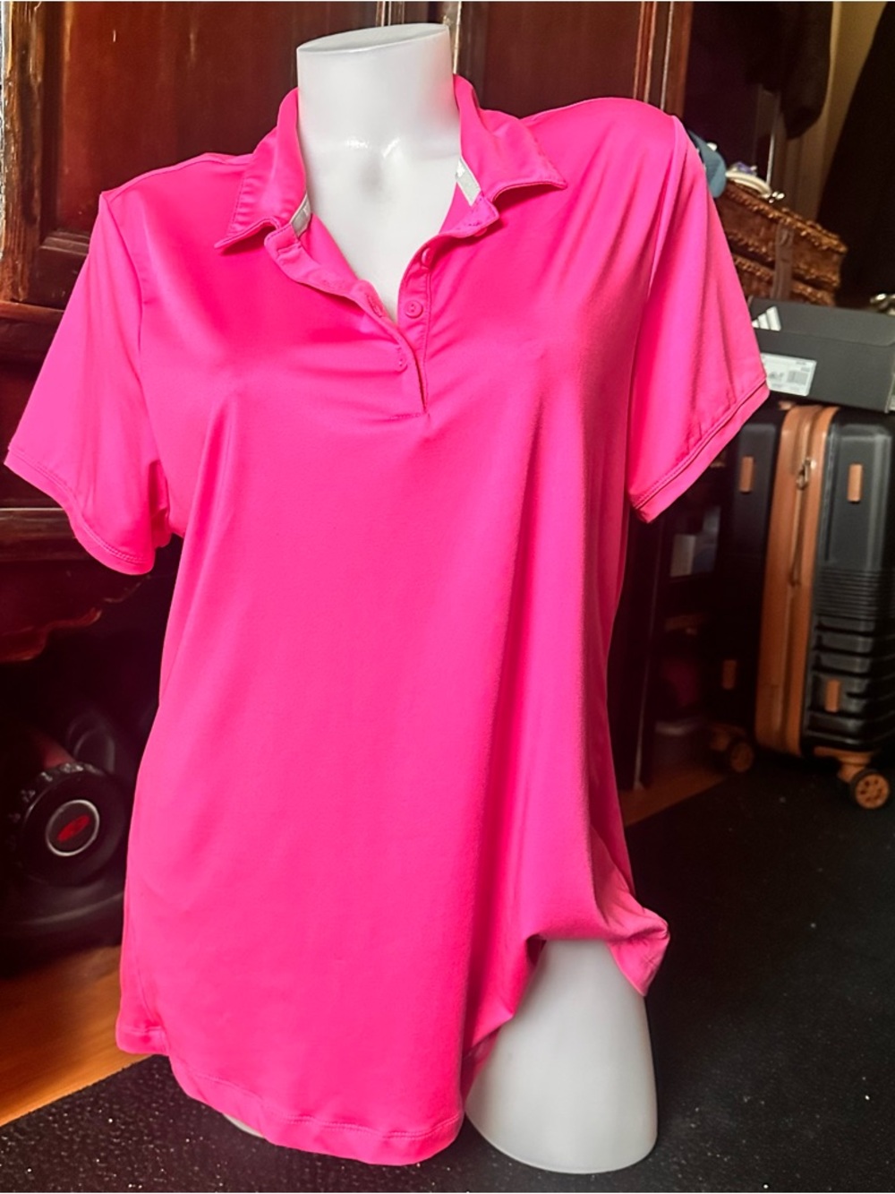 Adidas Women’s Hot Pink Polo Top - Lightweight Short Sleeve XL